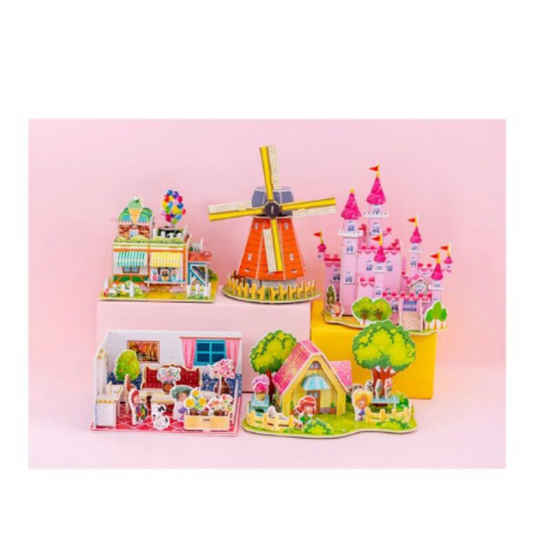 Ftree's House - Puzzle 3D DIY Toy Puzzle Rumah 3D DIY Mainan Edukasi Anak [size M]