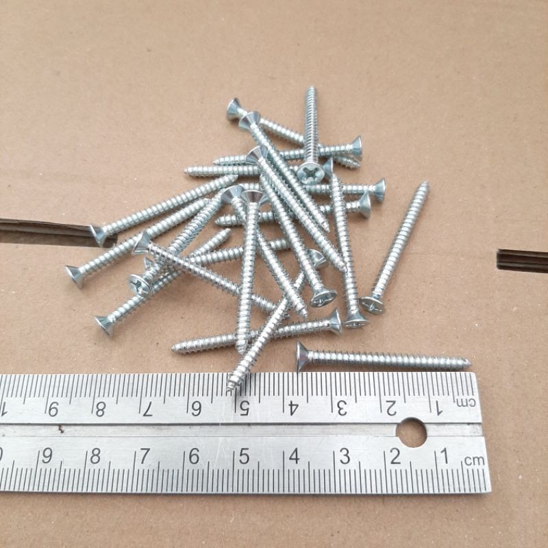 100 pcs sekrup JF 6 x1 ½  sekrup 4 cm kepala rata JF.