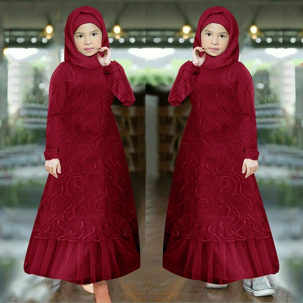 MAXY GERALDINE KID FASHION PAKAIAN ANAK PEREMPUAN DRESS MAXI GAMIS EDHM