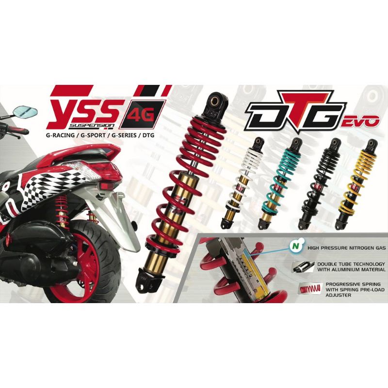 YSS TWIN SHOCK HYBRID DTG EVO N MAX AEROX RED.BLACK