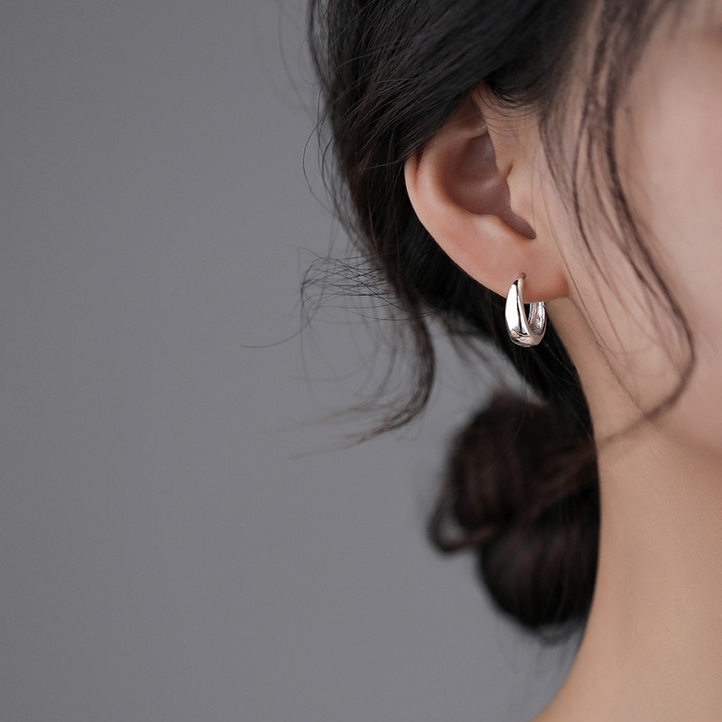 Roselife 1 Pasang Anting Gantung Sterling Silver 925 Model Tetesan Air Besar Untuk Wanita