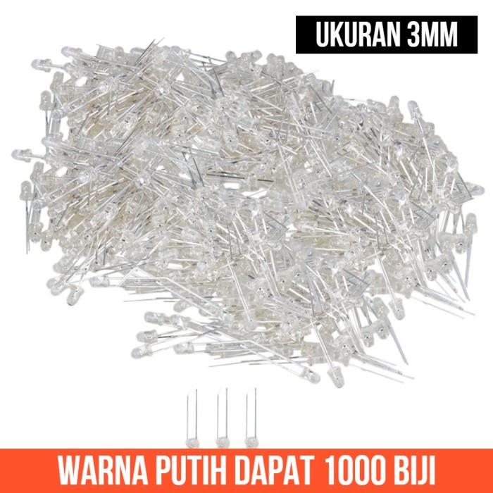 LED Putih White 3mm 3 mm1000pcs 1000 pcs pack pak 1 plastik