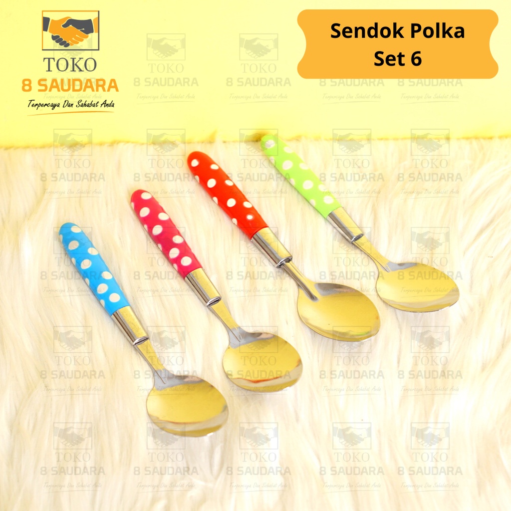 Sendok Makan Motif Polka / Sendok Polka Warna-Warni / Sendok Unik & Kece