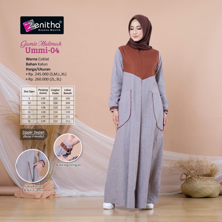 Baju Gamis Ummi 04 By Zenitha Bahan Katun Busui Friendly Shopee Indonesia