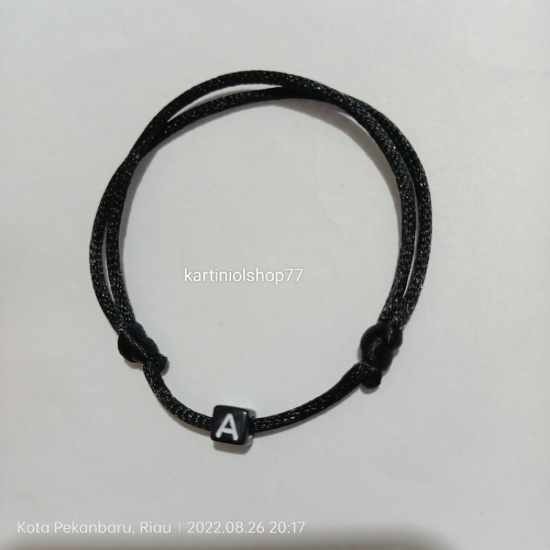 Gelang Nama Inisial Huruf/ Gelang Hitam Vintage Kekinian