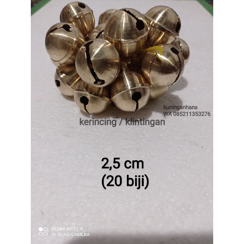 20 pcs / 1 kodi lonceng kerincing / klintingan kuningan 2,5 cm