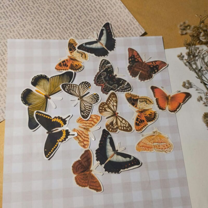 

[10 pcs] Stiker Butterfly Version Kode 0S1 - Stiker Aesthetic Vintage for Journaling