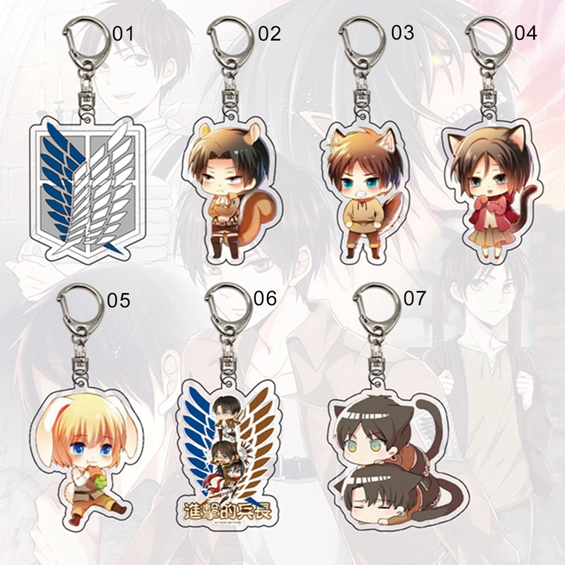 Gantungan Kunci Anime Attack On Titan Dengan 5 Figur Chibi