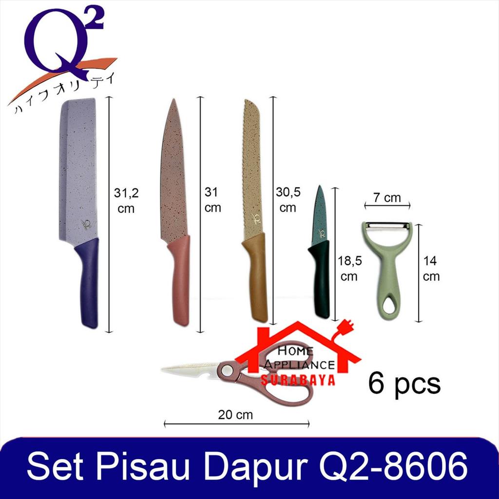 Pisau Dapur Set Warna Warni 6 IN 1 - Corrugated Kitchen Knife Set Stainless Steel Q2 8606