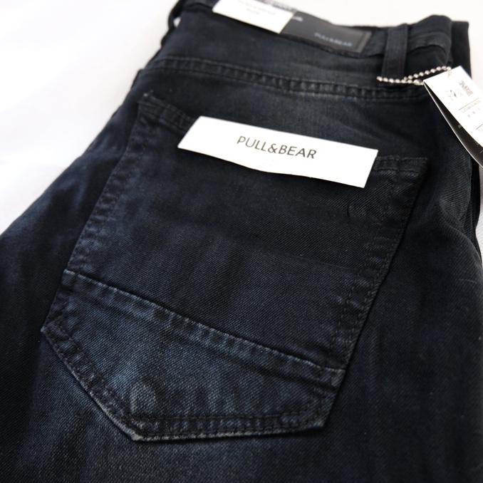 CELANA JEANS PRIA PULL&amp;BEAR BLACK WASHED SKINNY STRETCH PULLANDBEAR PULL &amp; BEAR PULL P&amp;B HITAM FEDDING