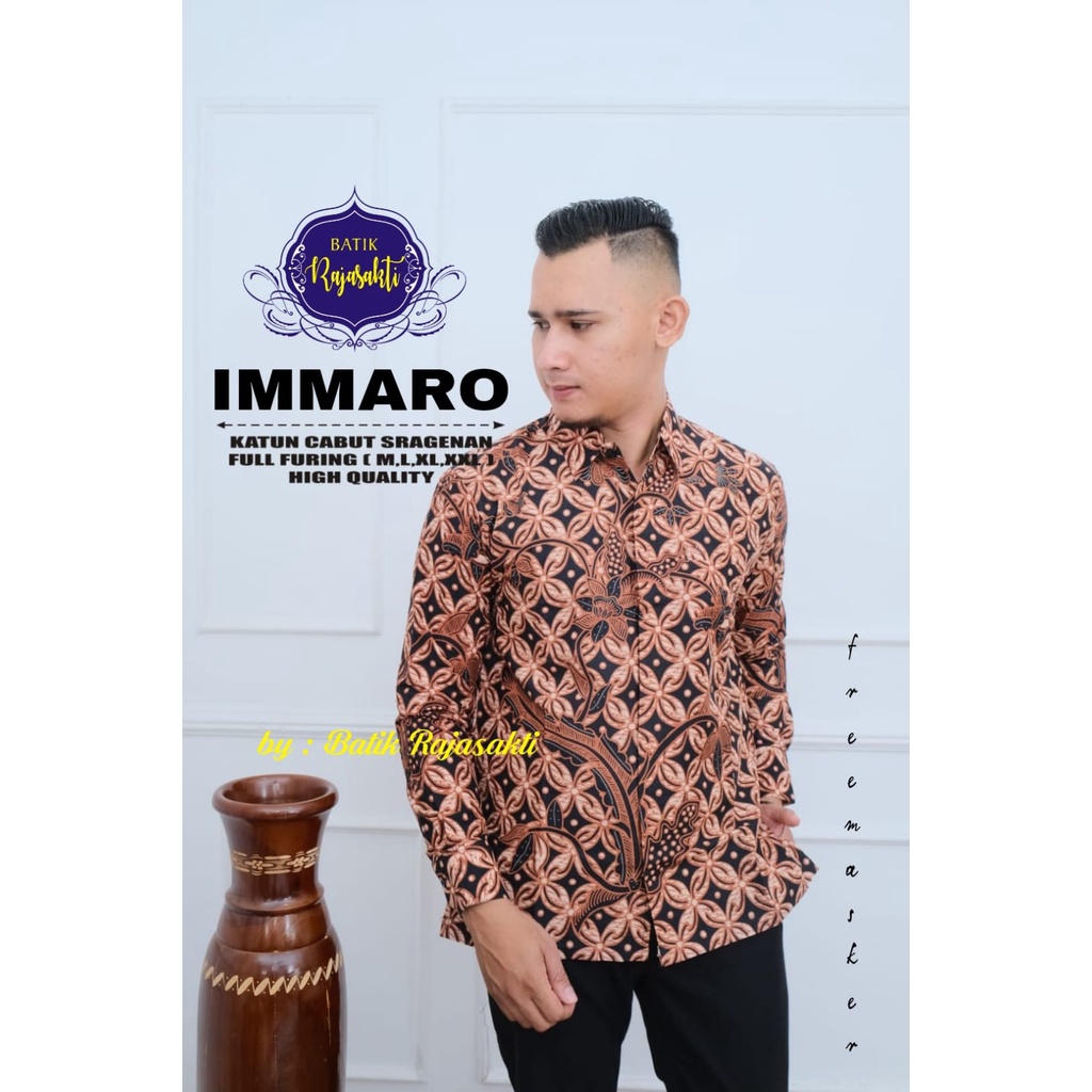 IMMARO Kemeja Batik Pria Premum Full Furing Bahan Katun Halus Primisima Asli Batik solo