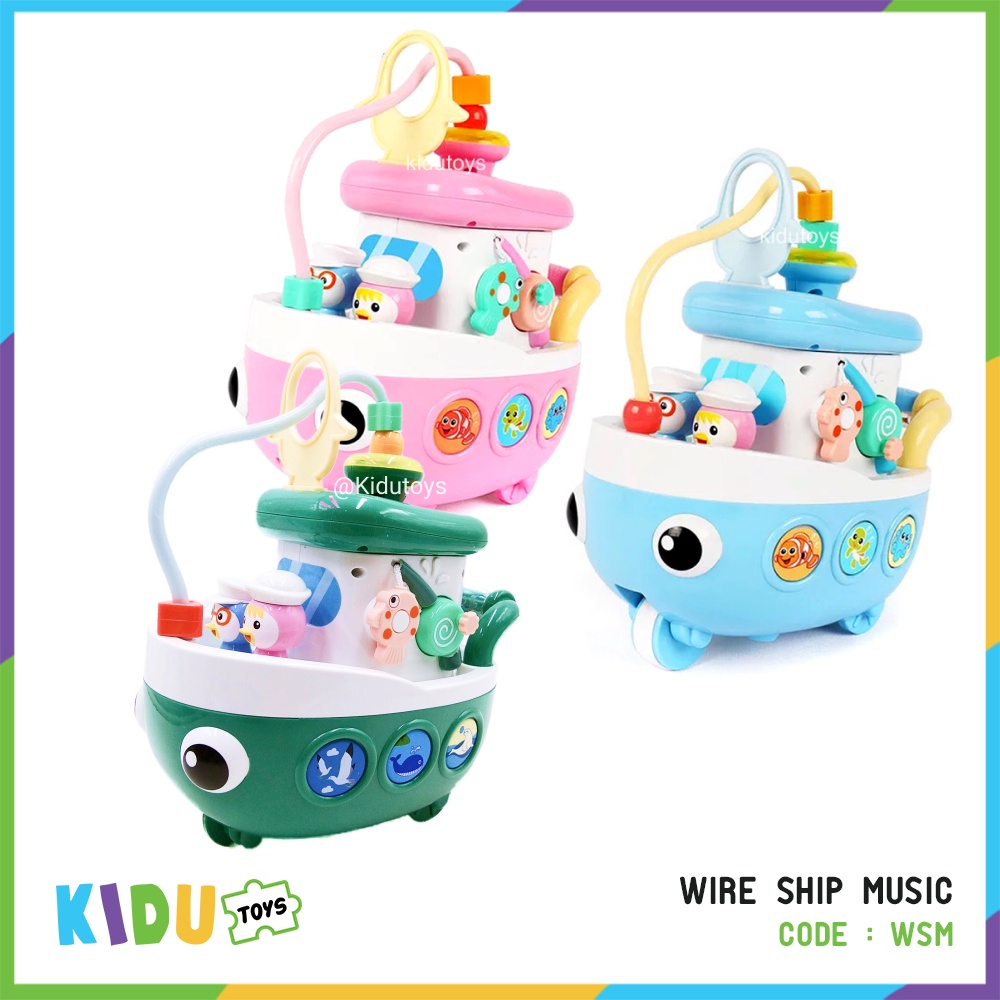 Mainan Anak Multi Fungsi Kapal Perahu Dorong Musik Wire Alur Kawat / Wire Ship Music Kidu Toys