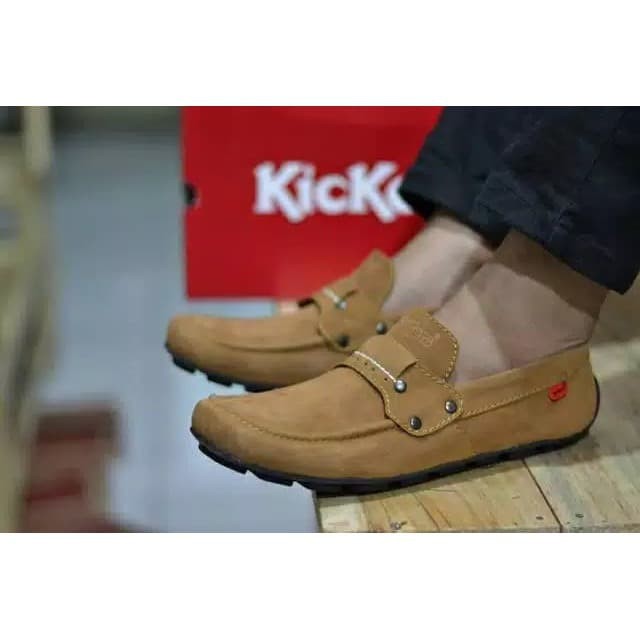 MS SHOP - Sepatu Pria Kickers Papara Moccasin TAN Slop Cowok Formal Kasual Selop Kiker Loafers