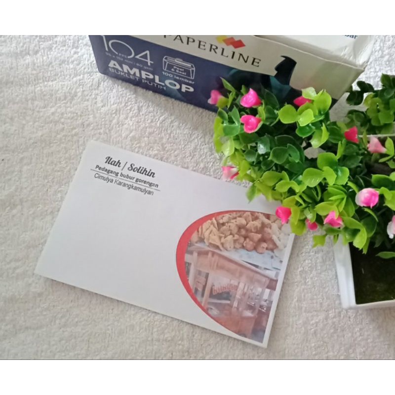 

100 pcs amplop pakai foto sendiri/pasangan atau tempat usaha