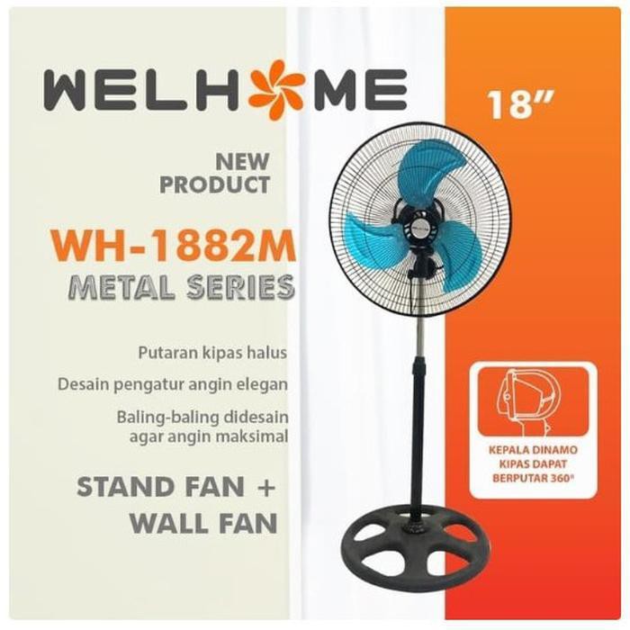 Jual  Kipas Angin Berdiri Stand Fan Welhome 1882 18 inch 2in1 Murah