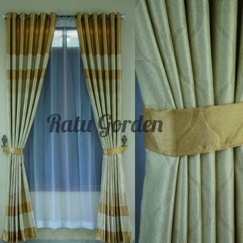 Gorden pintu kamar panjang 1 meter/Gorden kaca 3 mewah/Gorden jendela 2 kaca/Hordeng polos/Ratu Gord