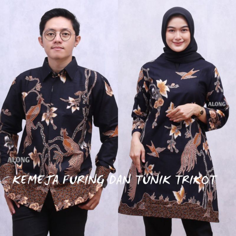 ONESET COUPLE PREMIUM KEMEJA BATIK FURING TUNIK BATIK TRIKOT ELEGAN MEWAH TERBARU
