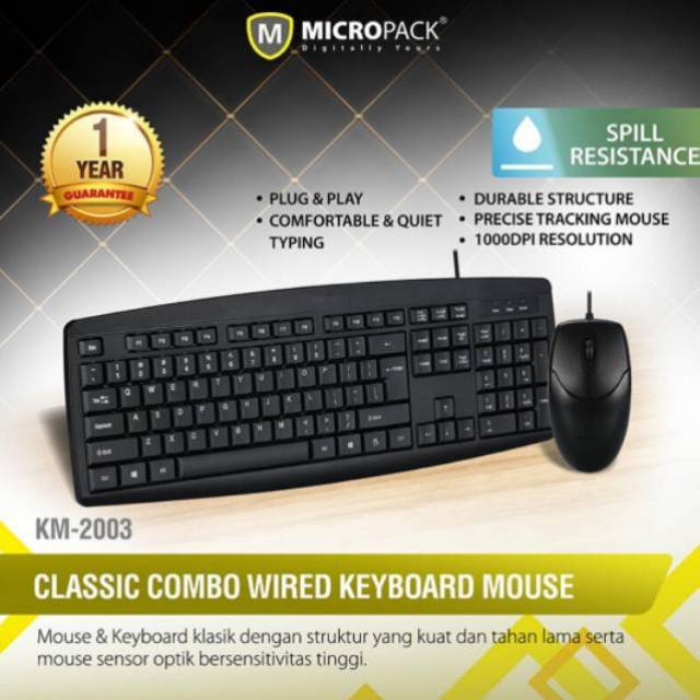 MICROPACK KM-2003 Wired Combo Keyboard Mouse  - Original