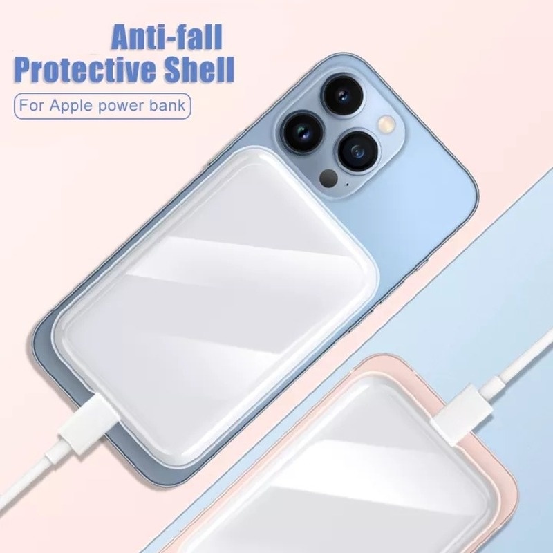 Hd Desain Airbag Transparan Kompatibel Dengan Apple MagSafe Baterai Eksternal TPU Case Shockproof Cover Pelindung Anti Jatuh Shell Cakupan Penuh