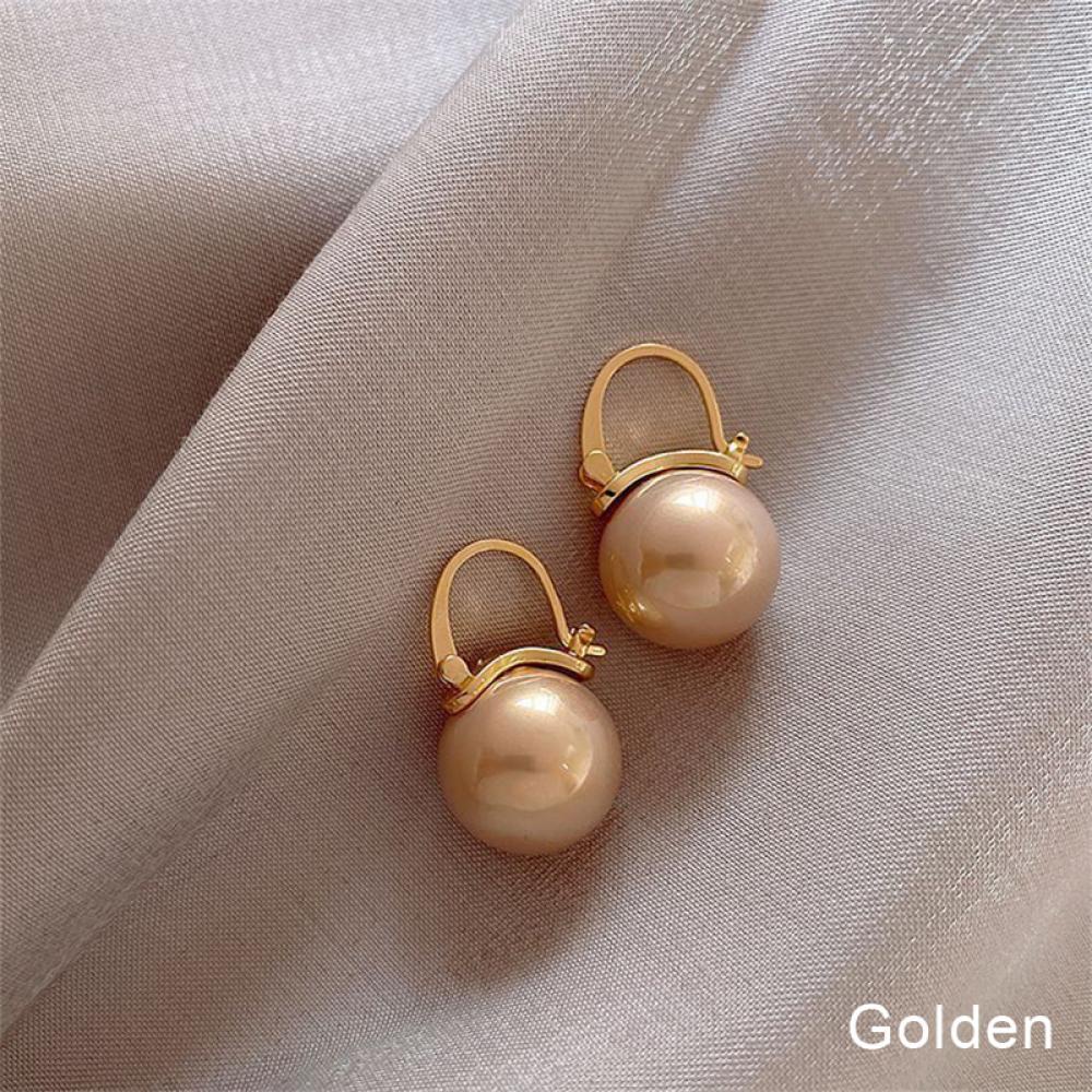 Timekey Anting Tusuk Gantung Desain Geometri Hias Mutiara Besar Gaya Retro Untuk Wanita F5O9