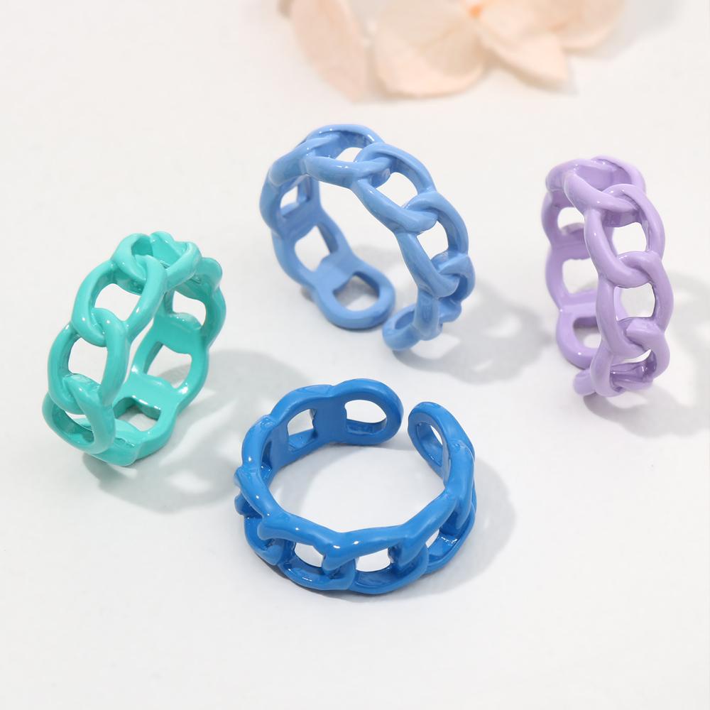 Lily Punk Cincin Resin Warna-Warni Pesta Aesthetic Rantai Akrilik Link