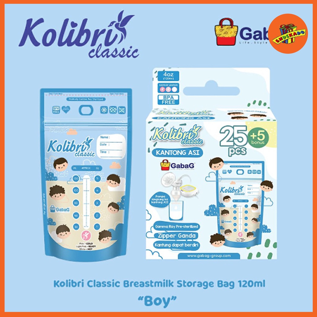 MAKASSAR! GABAG KANTONG ASI KOLIBRI CLASSIC 120ML BOY/GIRL 30pc