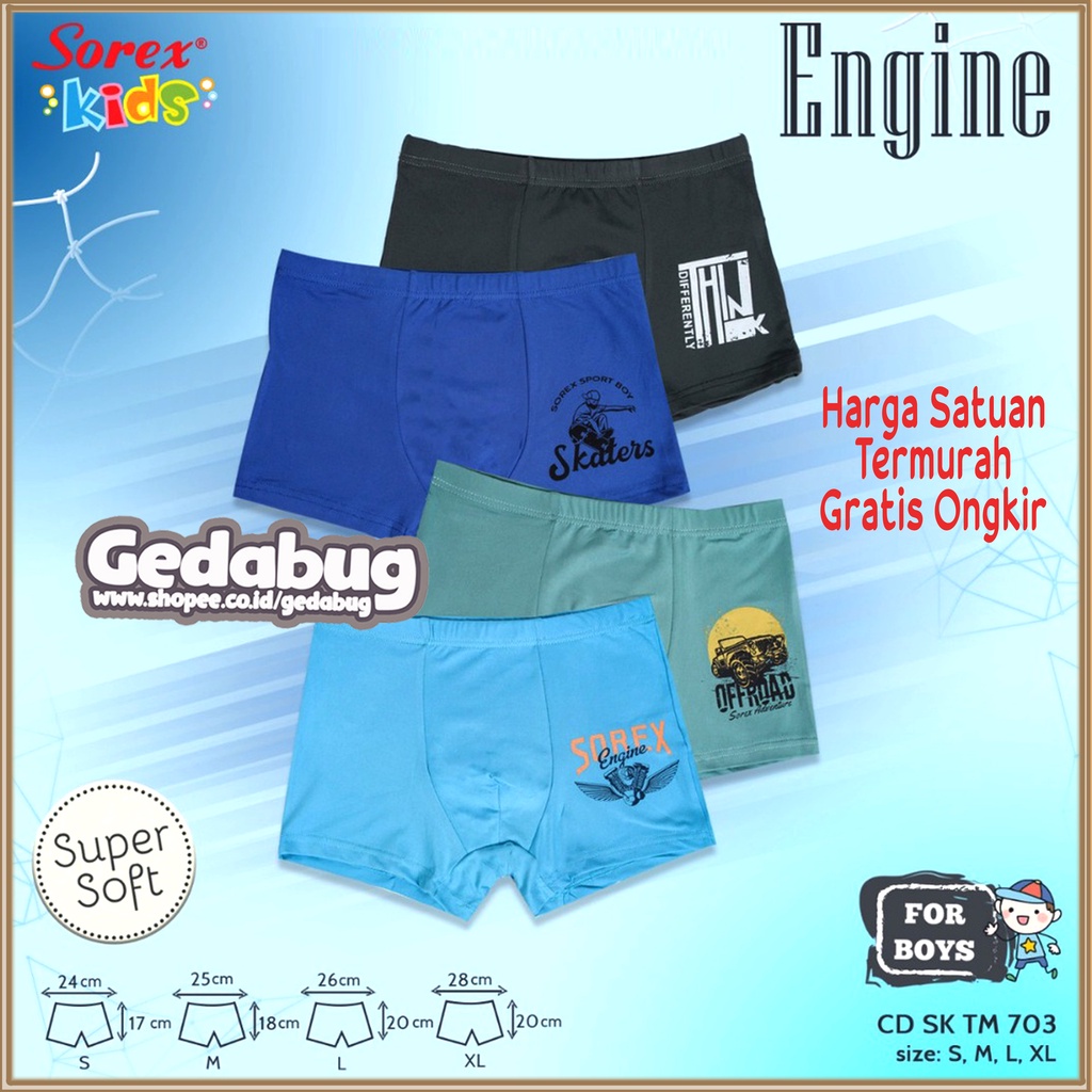 CD Boxer Sorex TM 703 | Celana Dalam Anak Motif Engine Boy | Terbaru GEDABUG