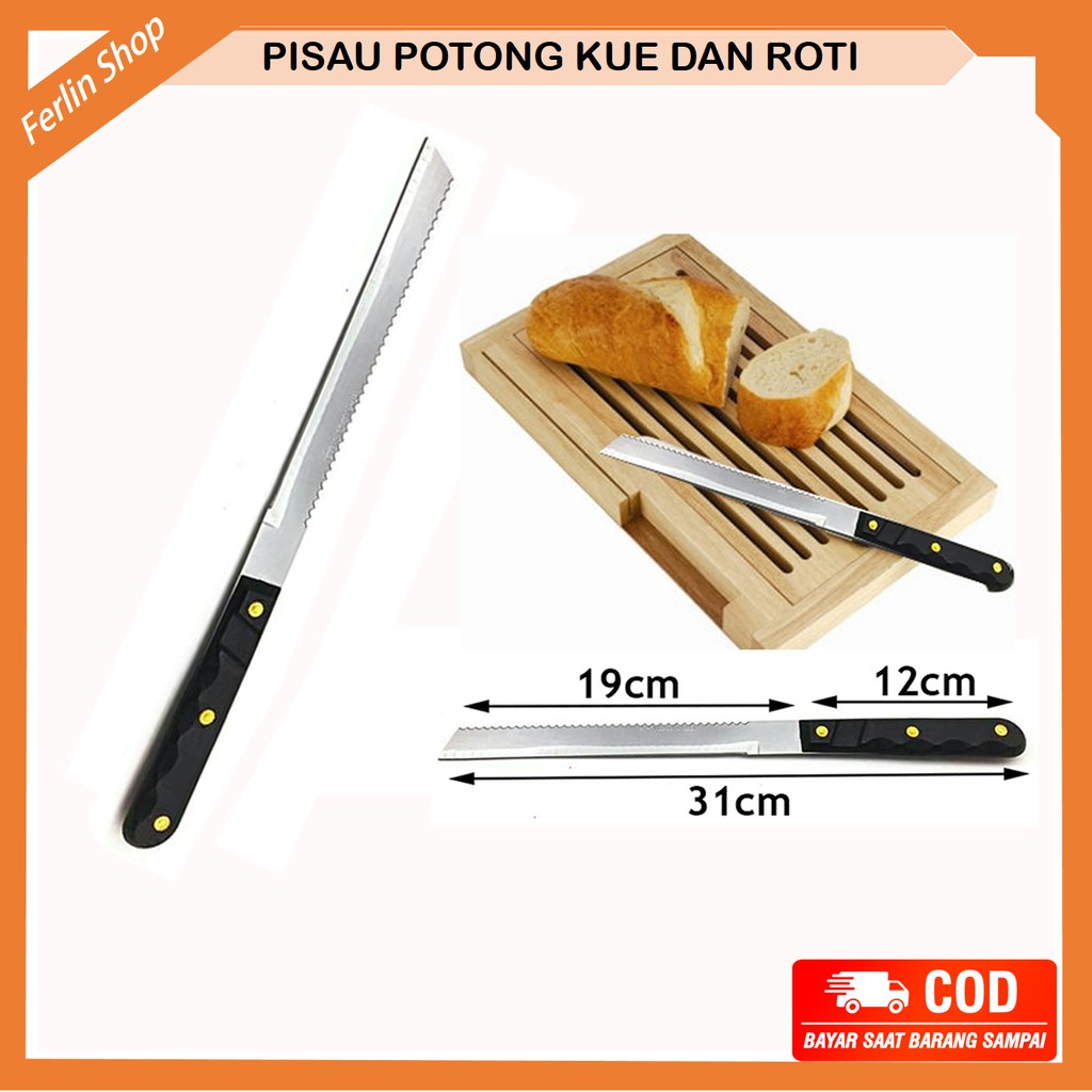 Pisau Potong Roti Bolu Kue Tart 2 Sisi Stainless Steel Murah