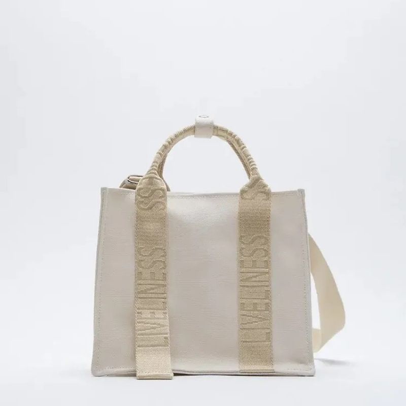 ZRA MINI CANVAS TOTE BAG WITH SLOGAN