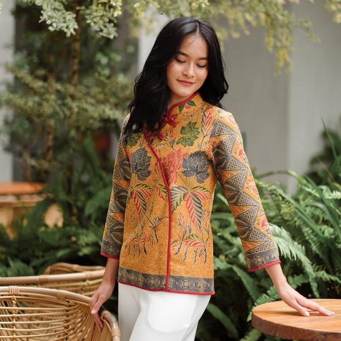NONA RARA - Linda Buketan T1242, Baju atasan kerja batik wanita modern