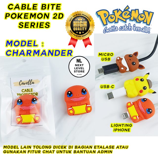 Charmander Pokemon 2D Series Cable Bite Pelindung Kabel Protection