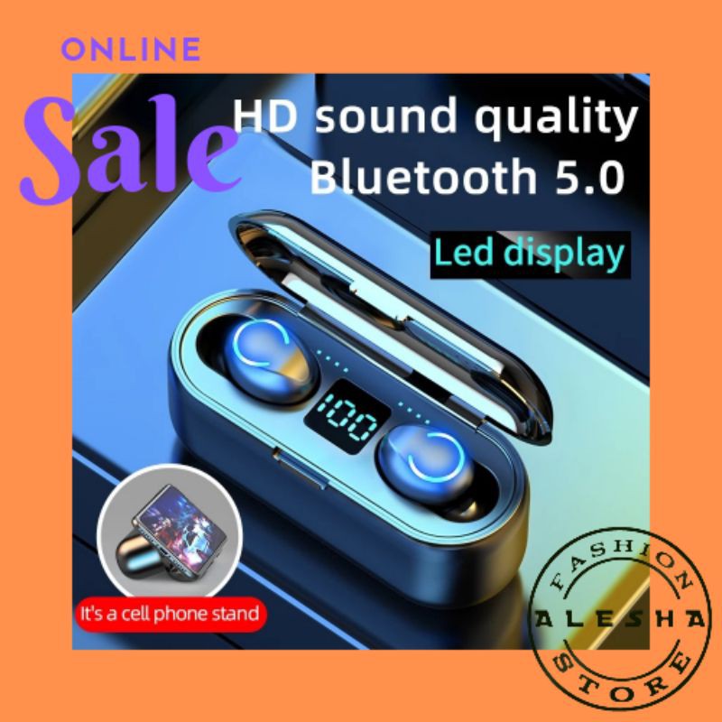 TERMURAH.. HEADSET BLUETOOTH LED DIGITAL F9 TWS WIRELES EARPHONE EARBUDS  TWS F9-8 F9 Mini