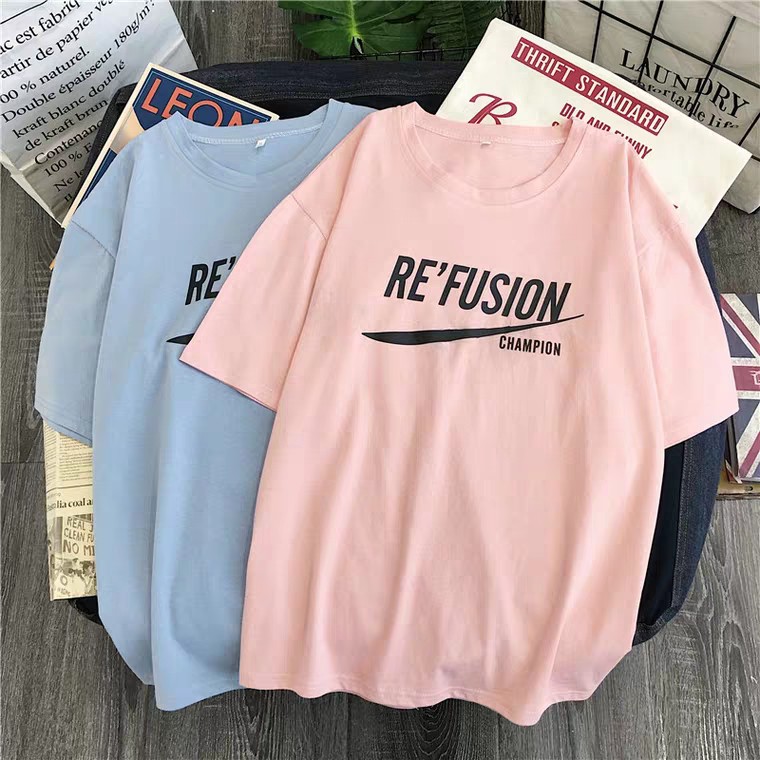 Oversize Tee Tshirt Model Longgar Untuk Wanita Motif Tulisan REFUSION