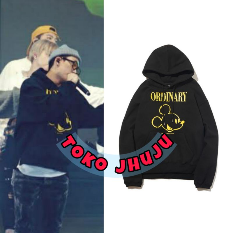 Hoodie jumper IKON bobby style mickey face sablon kuning