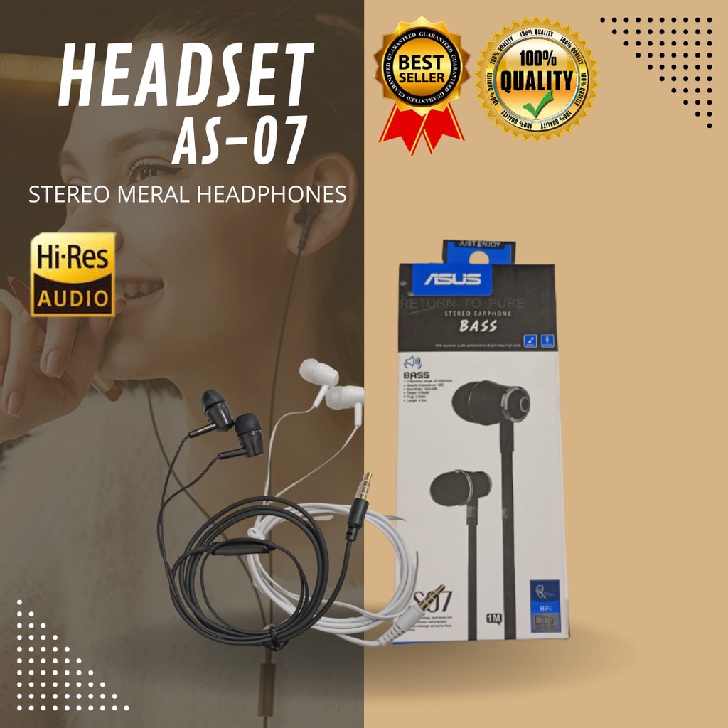 HEADSET / HANDSFREE &lt; ASUS 363 - AS07 &gt; SUPER BASS + MIC semua hp bisa dipakai ya (JAYA ACC)