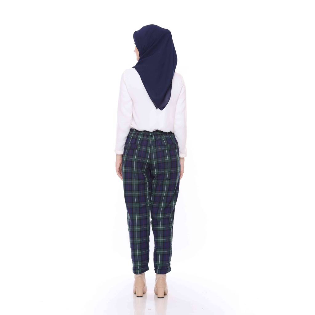 [CYC | COD] REALPICT Tartan Pants Green Celana Baggy Wanita Flanel Premium Tartan Kotak-Kotak Fashion Casual