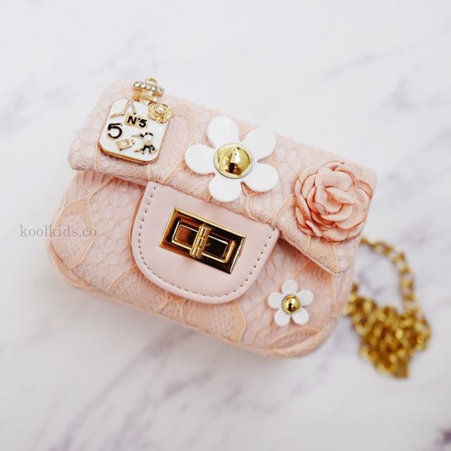 TAS ANAK CEWEK - Mini Bag Tas Chanel Lace Pink 03