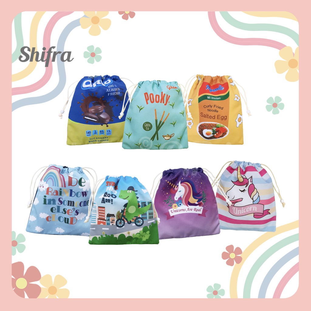 TAS SERUT STRING BAG WANITA GAMBAR KARAKTER LUCU UNIK SHIFRA