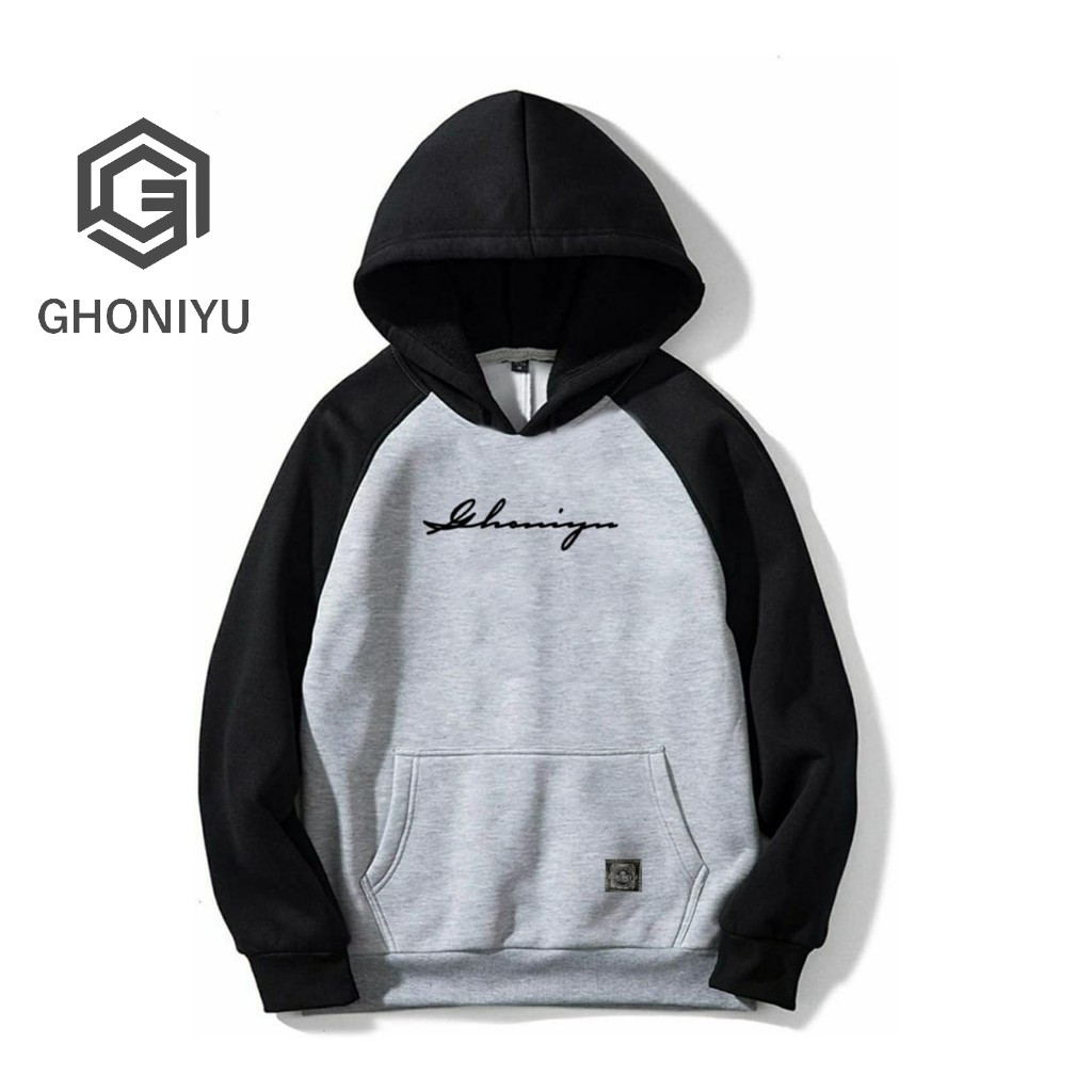 Jaket Sweater Ghoniyu Original Simple Logo Bordir Combi Sweater Streetwear Hoodie Unisex