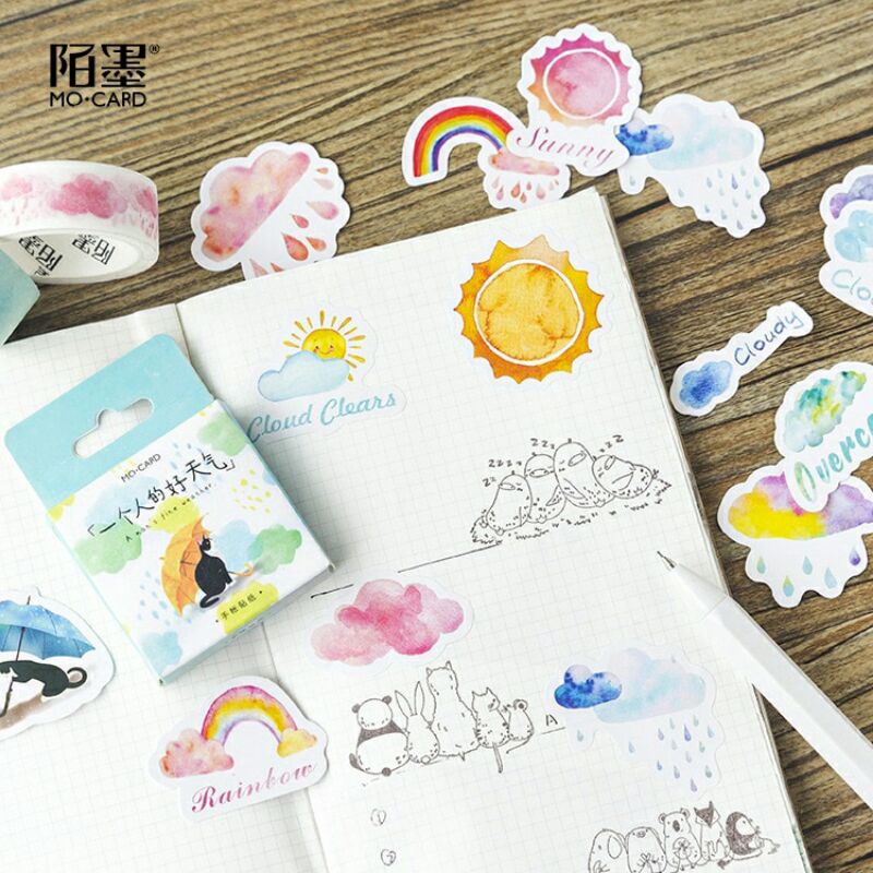 

45pcs sticker aesthetic cute weather scrapbook/journal/planners