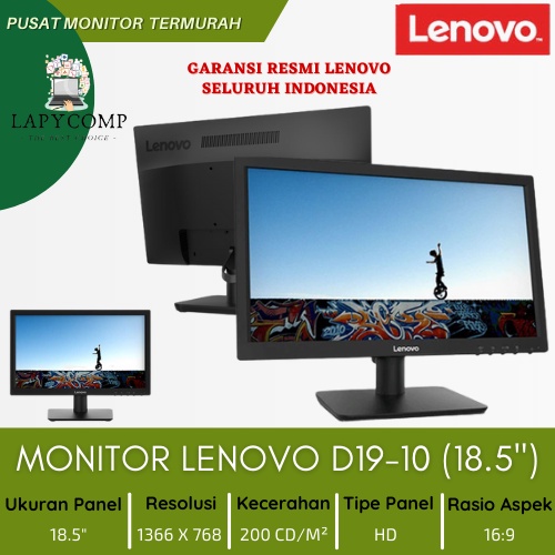 MONITOR RESMI LENOVO D19-10 (18.5&quot;) RESOLUSI 1366x768 PANEL HD LENOVO