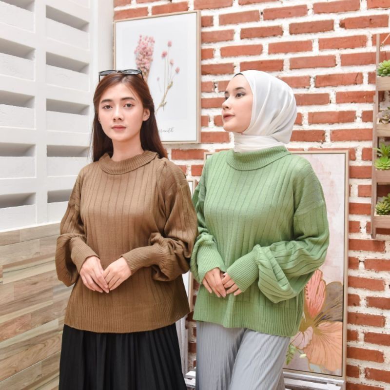 PAKAIAN WANITA-RAJUT JOVANKA- RAJUT OVERSIZE-TURTLENECK KNITWEAR-KASUAL STYLE-PAKAIAN TERLARIS