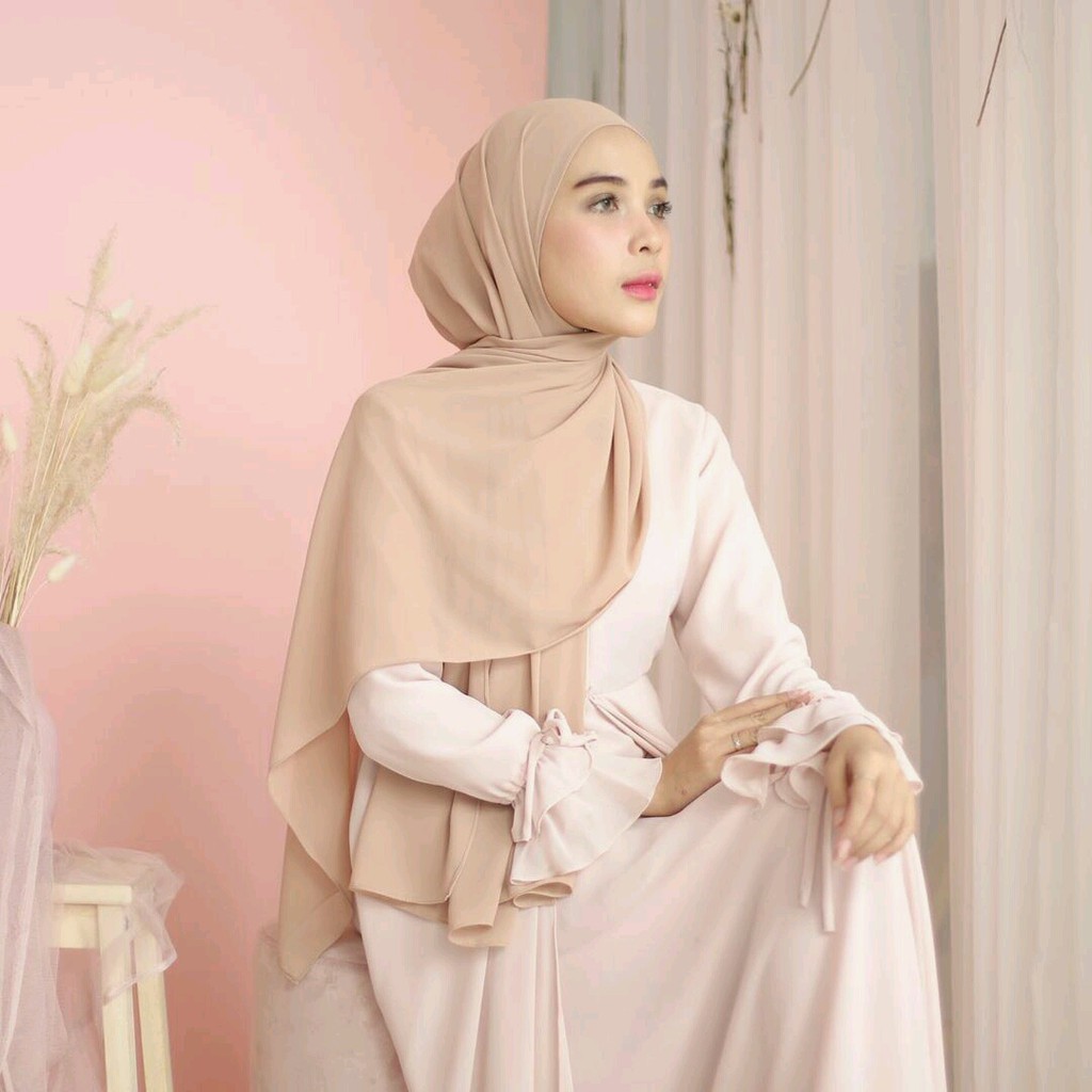 [ COD ] BEST QUALITY - Pashmina Sabyan Premium Diamond Italiano Wollycrepe Lembut Mudah Di Atur | Grosir Kerudung Jilbab Pasmina Termurah-Moca