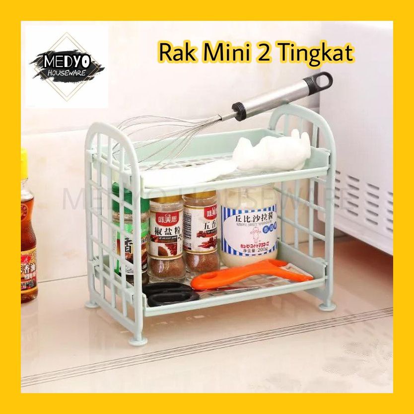 Rak Mini Plastik Susun 2 Tingkat Serbaguna Rak Kosmetik Dapur Obat