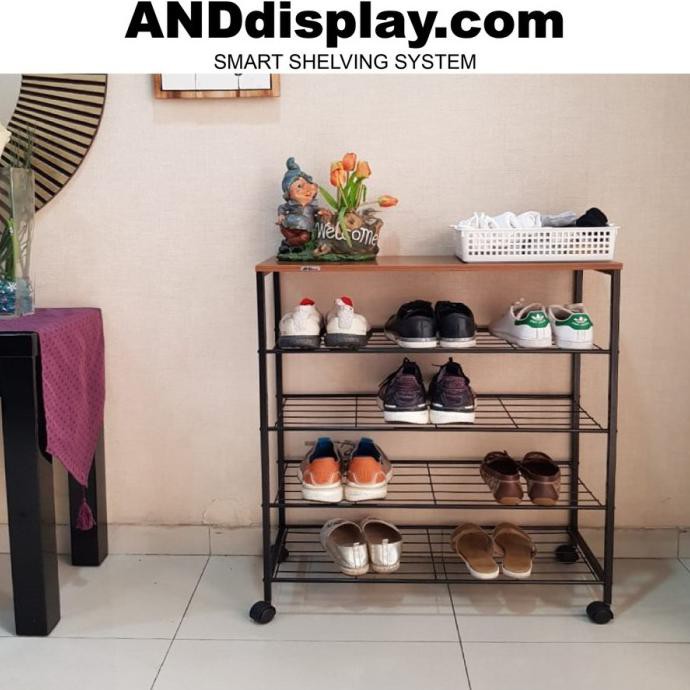 Rak Sepatu Susun 5 - Rak Sepatu Besi - Rak Sepatu Kayu Minimalis Alphareturns25
