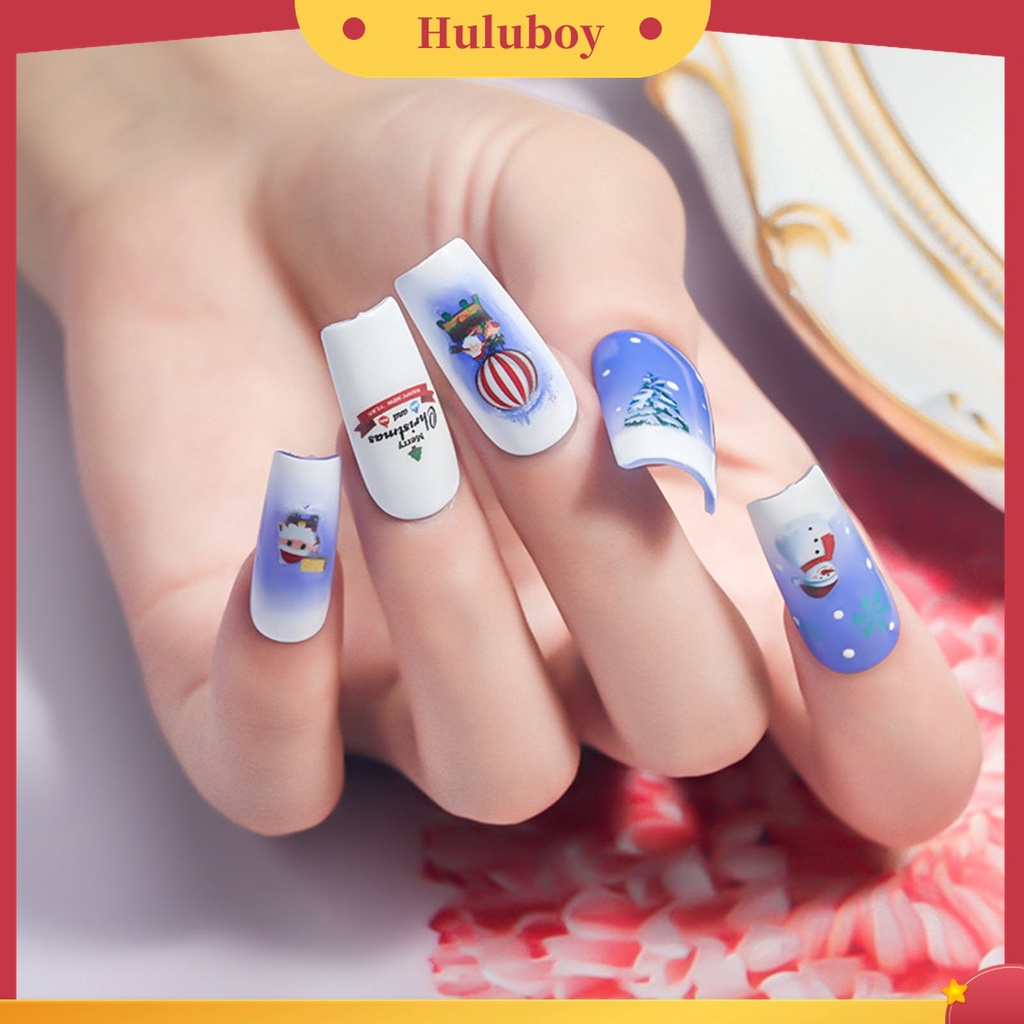 Huluboy Huluboy♡ Stiker Kuku Motif Kartun Natal 3D Untuk Wanita