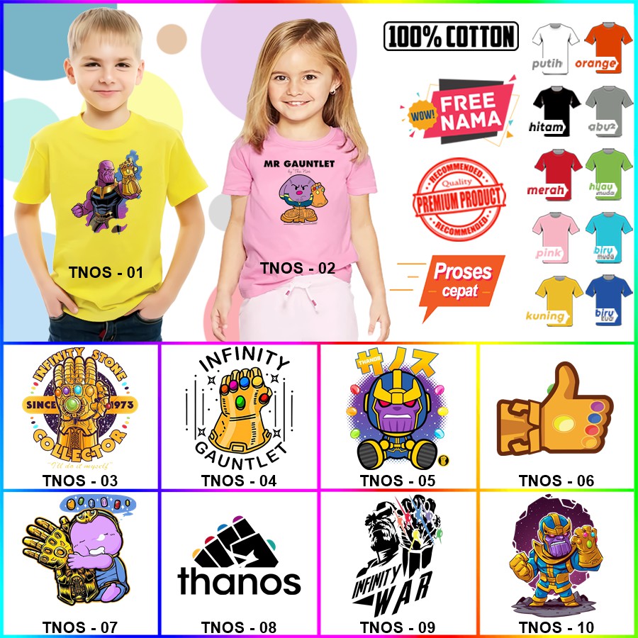 Baju Kaos ANAK DAN DEWASA THANOS COUPLE (FREE NAMA)