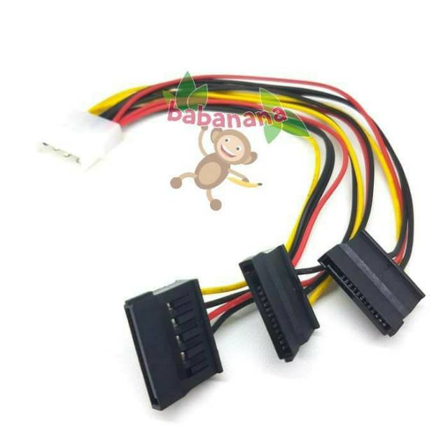 Kabel Molex to 3 Triple Sata Power Splitter HDD Cable Cabang