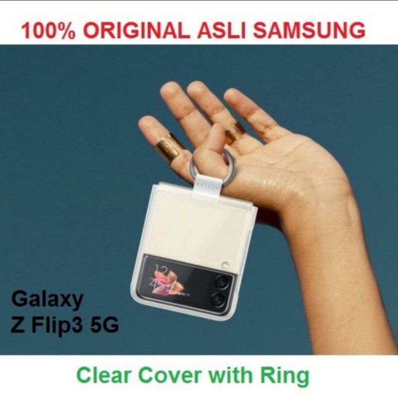 Official Samsung Case Galaxy Z Flip3 Flip 3 5G Hardcase Original Clear Cover With Ring Iring Casing 