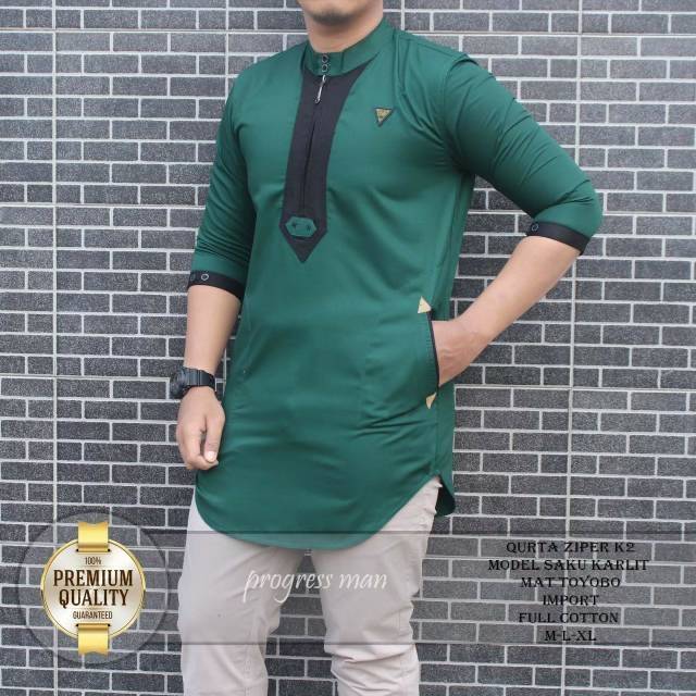 KOKO PRIA HIJAU BOTOL MODERN PAKAIAN PRIA MUSLIM